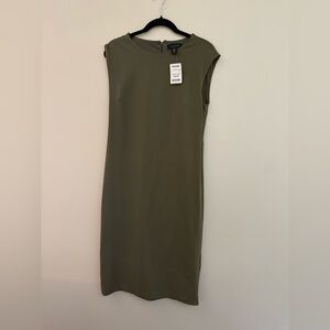 NWT Tahari Olive Sleeveless Midi Shift Dress